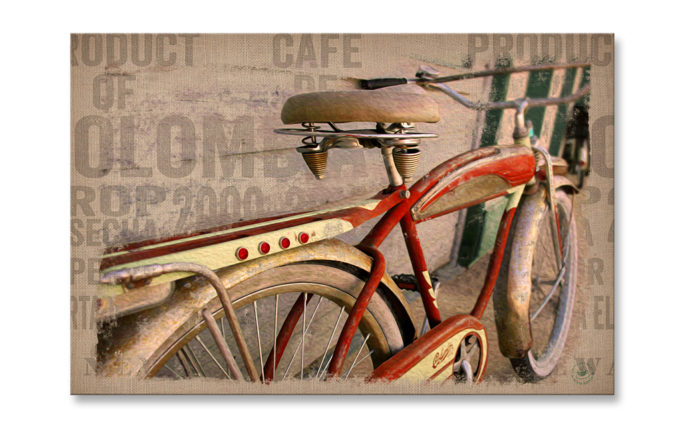 Endless Adventure digital composition by Megan Morgan Columbia bicycle art print cruiser bicycle art