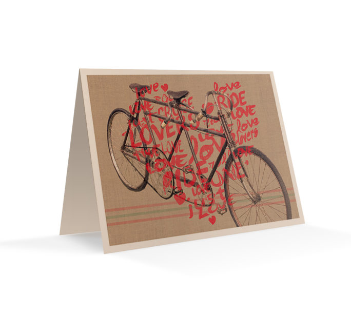 "Bicycle Built For Two" 2016 original artwork Valentine notecard horizontal standing display