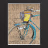 Euro Bicycle digital composition by Megan Morgan randonneur artwork small matted print (black)