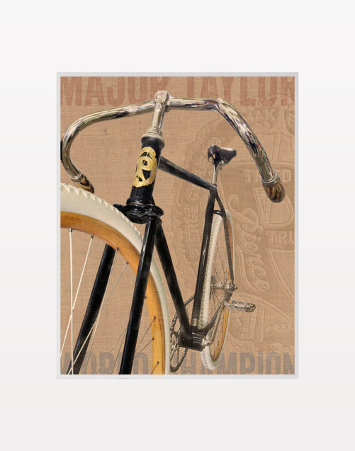 Pierce Arrow Bicycle digital composition by Megan Morgan artwork small matted print (white)