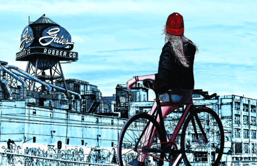 Queen of Industry limited edition print by Megan Morgan urban cyclist artwork