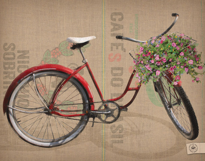 Red Bicycle digital composition by Megan Morgan red bicycle artwork