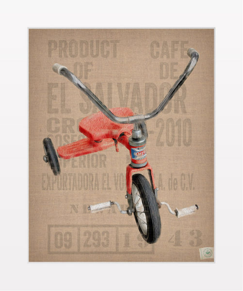 Red Trike digital composition by Megan Morgan tricycle artwork archival mattted print