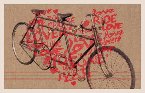 Bicycle Built For Two digital composition by Megan Morgan tandem bicycle art valentine card