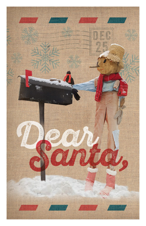 Dear Santa Scarecrow digital composition by Megan Morgan Christmas scarecrow art