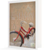 "First Snow Bicycle" artwork holiday card vertical standing display