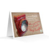 Standing display of "Guide My Sleigh" lantern artwork holiday card
